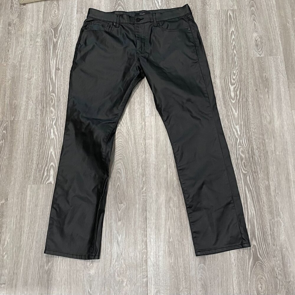 New Ethanol Mid Rise Straight Rock Grunge Goth Stretch Coated Cotton Pants 36"